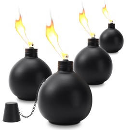 MQKIWAO 4 Pack Citronella Tabletop Torches, 25 oz Table Top Torches for Outdoor, Metal Oil Burner Candles, Garden Torches with Fiberglass Wick for Yard, Patio, Deck, Garden, Party, Landscape.