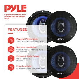 4 New Pyle PL63BL 6.5" 720 Watt 3-Way Car Audio Coaxial Speakers Blue Stereo