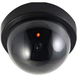 4 x O&W Security Dummy Camera with Lens, Dummy Surveillance Camera, Fake Camera with Red Flashing LED, Indoor and Outdoor Use