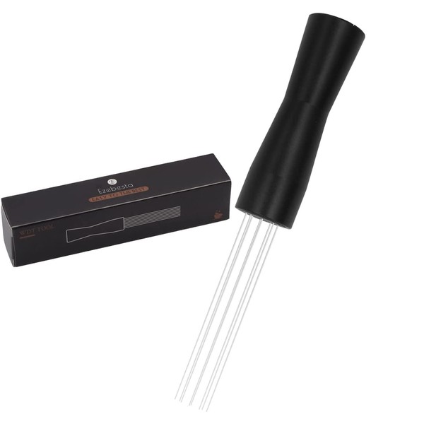 Ezebesta Upgraded WDT Tool with Good Packaging No Sharp Needles Coffee Grounds Needle Distributor for Espresso Stirring Distribution (Black)