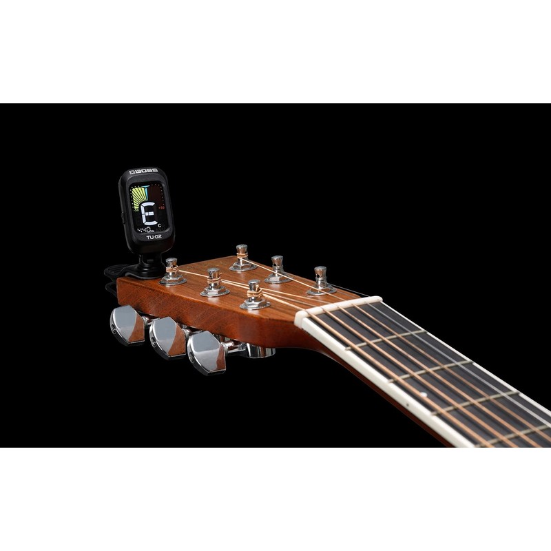 BOSS TU-02 Clip Tuner, Color Display, Compatible with Guitar, Bass,
