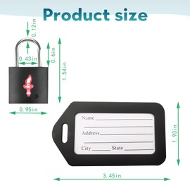 DUALCROWN 4 Pack Black TSA Luggage Locks with Key+4 Pack Travel tag, Luggage Lock TSA Approved for Backpacks, Bags and Luggage, 4 Pack Black Lock+4 Pack tag