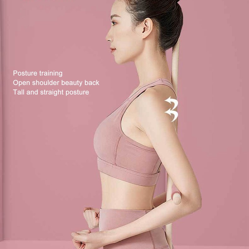 2pcs 31.5in Length Yoga Training Stick Beechwood Open Shoulder Back