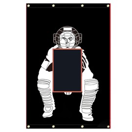 IsleWood 4'x6' Baseball Backstop 600D Oxford Fabric with Strike Zone & Catcher Visuals Portable Batting Cage Net Saver Weather-Resistant Backdrop for Pitching Practice Indoor/Outdoor Use