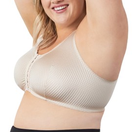Leading Lady Marlene Front-Closure Wireless Leisure Bra - Comfortable Plus Size Bras For Women (Beige)
