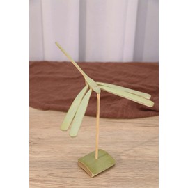 Bamboo Dragonfly Set Mortise-Tenon Balance Dragonfly with Square Stable Base Bamboo Toy Balancing Dragonflies for Desk Home Decor Birthday Gifts,Green