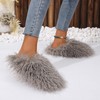 Unisex Fuzzy Faux Fur Slippers, Women's Fluffy Long Hair Sheep