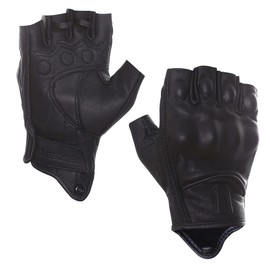 Harssidanzar Fingerless Motorcycle Gloves For Women's,Hard Knuckle Protection Riding Driving Biker Racing Motorbike Glove Touchscreen KL022,Black,Size XL