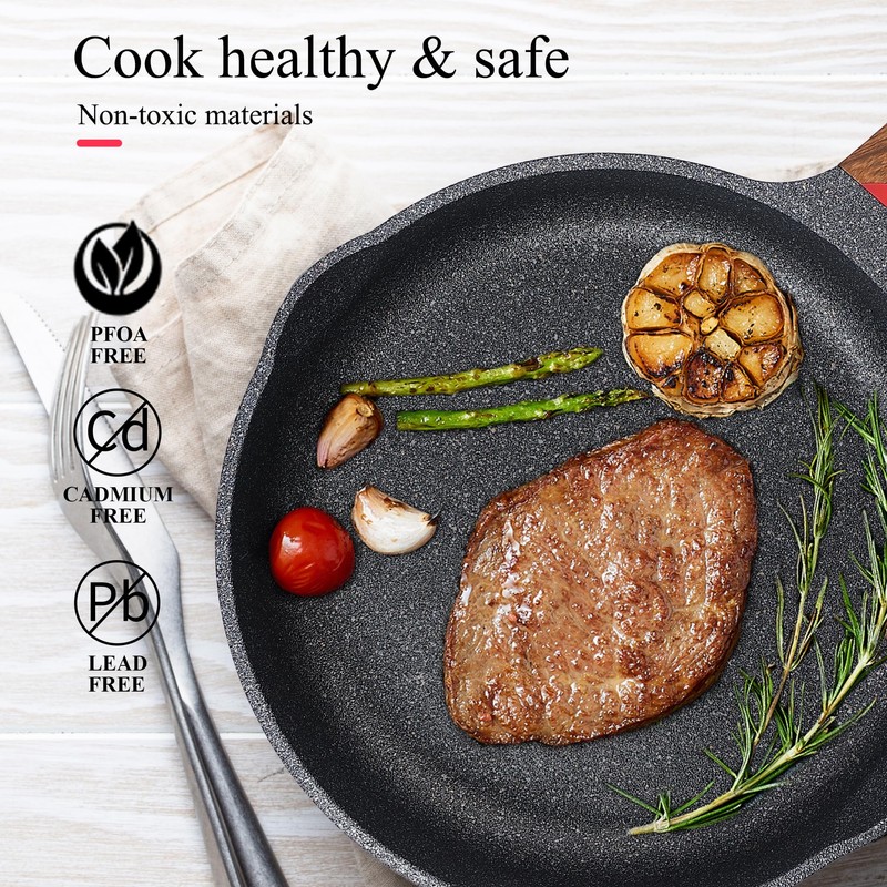 Vinchef Nonstick Frying Pan Anti Scratch,9.5 Inch Skillet Cast Aluminum