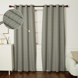 INLINAS 52W x 96L Inch Premium Jacquard 100% Blackout Curtains with Colored Threads for Enhanced Comfort and Style Set of 2 Panels, Light Gray