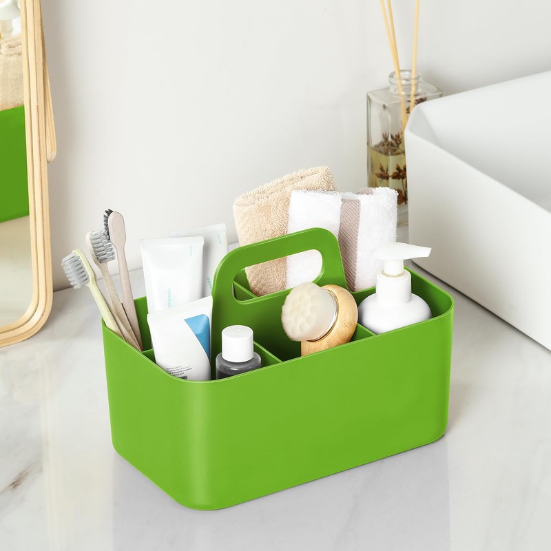 Multiuse Caddy Organizer with Handle - Stackable Plastic Tote Bin