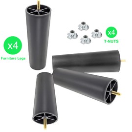 Seimneire 4Pcs 8 Inch Sofa Legs, Tapered Furniture Legs Plastic Couch Feet with M8 Hanger Bolts for Sofa Dresser Cabinet Chair Bed Coffee Table
