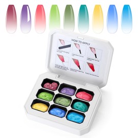 Gradient Painting Gel, 9 Colors Ombre Nail Polish Palette, Pat Paint Nail Gel for French Manicure DIY Nail Art, High Pigmentation, No Wipe, Long-lasting