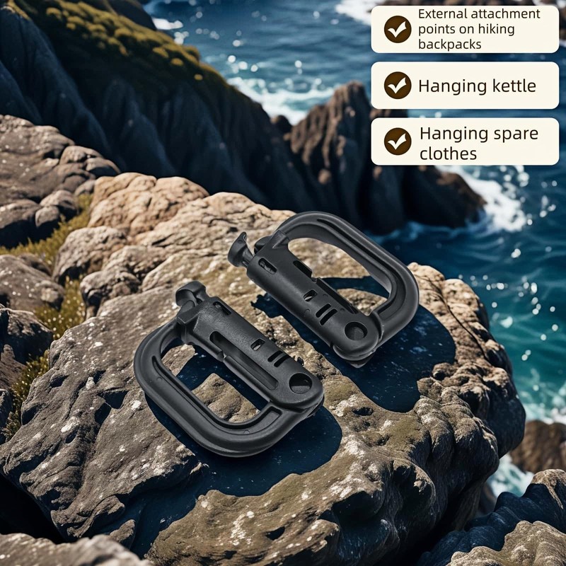 Tactical D-Ring Carabiner for Hiking/Military/EDC - Lightweight Plastic Mountain Carabiner