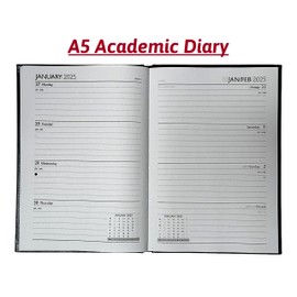A5 Academic Diary 2025-2026 Week to View Hardback Case Bound - BLUE