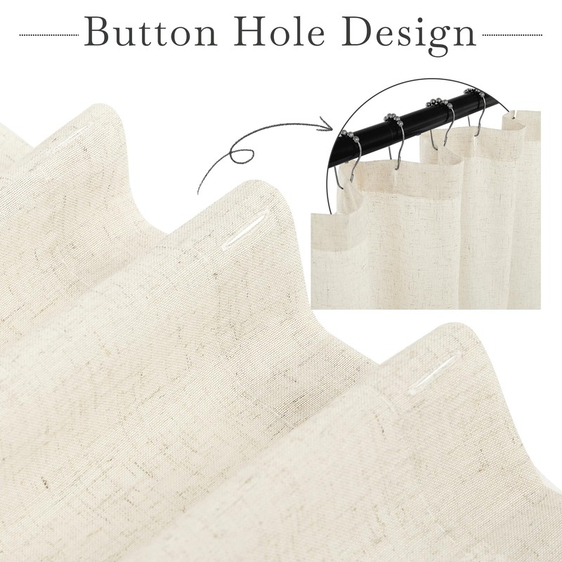 KGORGE Natural Linen Shower Curtain for Bathroom - Linen Blend