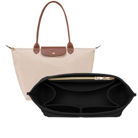 OPPOSHE Purse Organizer Insert for Longchamp Le Pliage, Premium Felt Long Champ Bag Handbag Women, Tote Organizer Insert with 9 Compartments (Medium, Black)