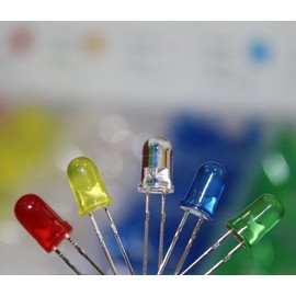 DiCUNO 450pcs (5 Colors x 90pcs) 5mm LED Light Emitting Diode Round Assorted Color White/Red/Yellow/Green/Blue Kit Box