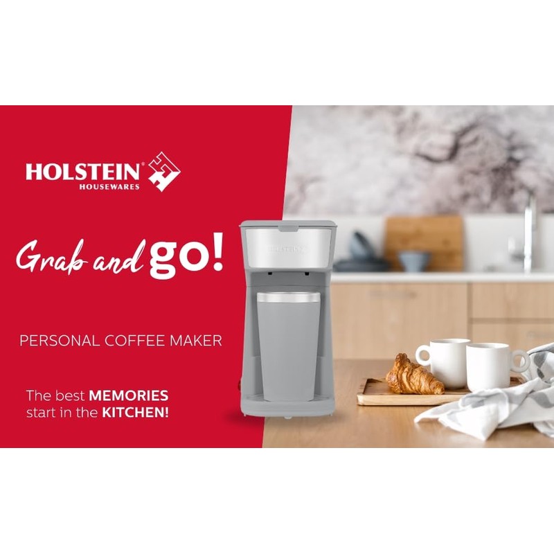 Holstein Housewares Single Serve Coffee Maker, 14oz Personal Coffee Brewer