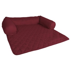 E-Living Store Pet Furniture Protector Non-Slip Water-Resistant Cover for Dogs and Cats with 3-Sided Bolster Soft Fabric - Medium, Cranberry