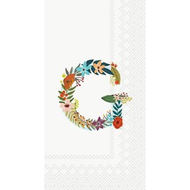 Boston International IHR Guest Towel Buffet Paper Napkins, 8.5 x 4.5-Inches, Floral Monogram G