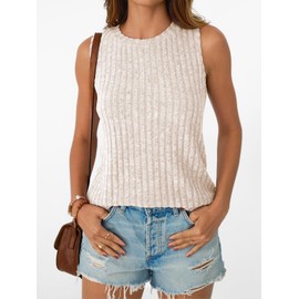 AUTOMET Womens Plus Size Tank Tops Summer Spring Fashion Sleeveless Tunic Shirts Basic Soft Clothes 2025 Casual Trendy Outfits Beige 2XL