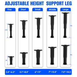 SKMYL Adjustable Height Center Bed Support Leg for Sagging Shelf, Furniture Legs for Frame,Slat and Riser (7-13.5 （2PCS）)
