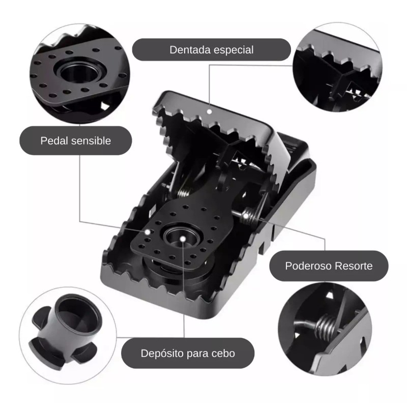 Nu Labs Trampa Para Ratones Ratas De Golpe Reutilizable Sensible