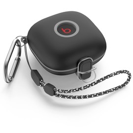 [Secure Lock Case] Shock-Absorbing Protective Cover TPU Hard Shell with Anti-Lost Lanyard/Keychain[One-Click Pop] (Black)