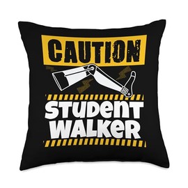 Amputee Artificial Leg Fake Limb Prosthetic CB0 Leg Prosthetic Amputation Vintage Caution Student Walker Throw Pillow, 18x18, Multicolor