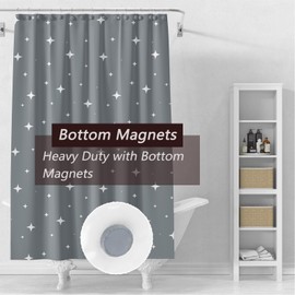 TIKABC Black Shower Curtain Liner, 4G PEVA Shower Liner, Plastic Peva Waterproof Shower Curtains, 72x72 inch with Grommet Holes 3 Magnetic Weights