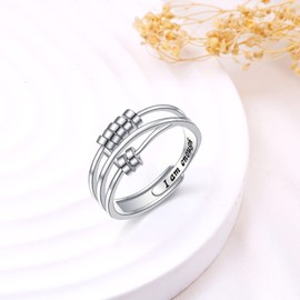 HOOHWE Ich Bin Genug Ring Anxiety Ringe für Damen 925 Sterling Silber Fidget Ringe für Angst Stress Relieving Verstellbar Schmuck Geschenk