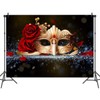Mestiker 7x5ft Masquerade Party Backdrops Golden Mask Red Rose Backdrop
