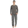 YUSHOW Mens Warm Pyjamas Sets Ultra Soft Henley Long Sleeve