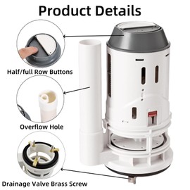 Banhey Dual Flush Valve Replacement Kit, 3-Inch Outlet with Hydrator, Compatible with American Standard 7381206-400.0070A, Universal Tank Guts Repair Parts for One-Piece Toilets