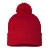 Sportsman Pom-Pom 12" Knit Beanie One Size Red