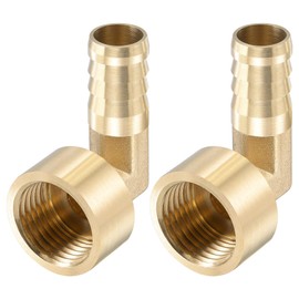 sourcing map Brass Hose Barb Fitting Elbow, 16mm Barbed x G1/2 Female Pipe Connector Adapter for Water Fuel Air, Pack of 2