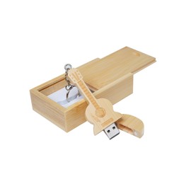 Guitar Shaped Maple Wood Memory Stick USB Flash Drive in Wood Box (2.0/64GB, Bamboo wood)