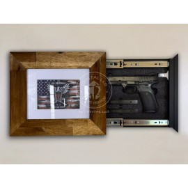 Crystal L&D Hidden Storage Photo Frame for Gun and Valuables 14-1/2 x 12-1/2 / Rustic Wood.
