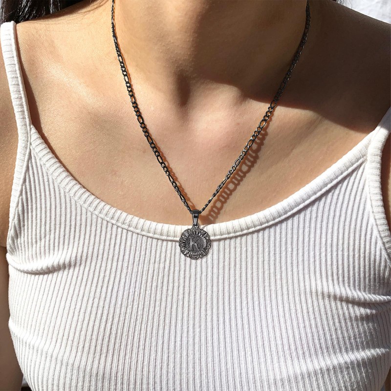 KissYan Initial Necklace For Women Girl,14K Gold Plated Round Letter