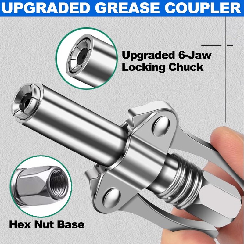 zavcurp Grease Gun Coupler, Grease Joint Fittings, Quick Lock Double