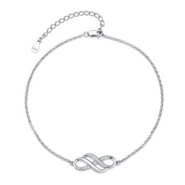 KoyeKei Infinity Anklet for Women 925 Sterling Silver Double Infinity Ankle Bracelet Waterproof Summer Jewelry Anniversary Birthday Gifts for Mom Her