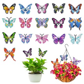 LINGFANG 16 Pcs Diamond Painting Kits Decorative Stakes for Garden, Diamond Art Kits for Adults, Home Decor Indoor Outdoor Stakes, Crafts for Adult, Small Diamond Art Set (Butterfly Stakes)