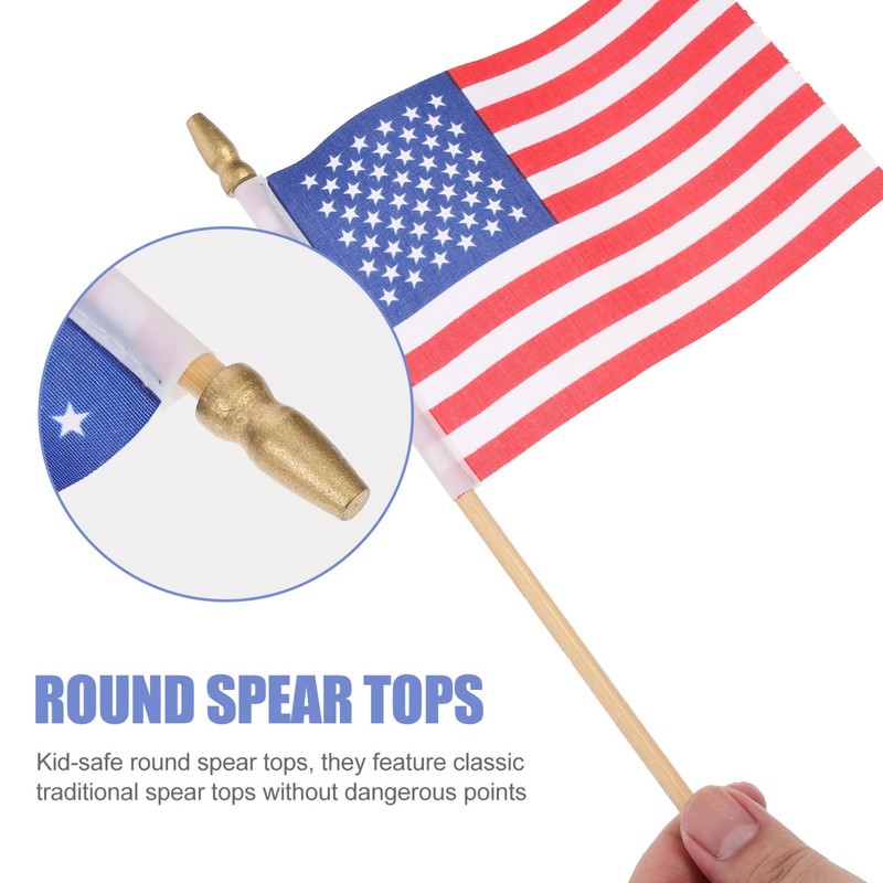 Mikinona USA Flags Wood Sticks 40 Small American Flags Perfect