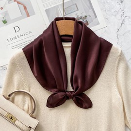 PoeticEHome Solid Color Mulberry Silk Scarf - Lightweight 26" Square Neckerchief for Women's Neck Hair Head in Gift Wrapped