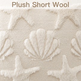 Shell Starfish Throw Pillow Covers Set of 2 Beach Seaside Cushion Covers for Sofa 18x18 Inch Square Spring Summer Soft Plush Short Wool Velvet Pillowcase Holiday Decor Cream Beige