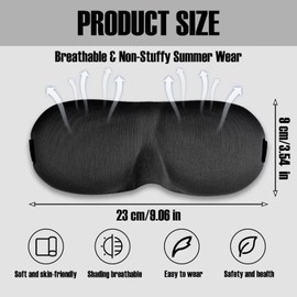Senshuomy 3D Deep Orbit Invisible Alar Sleep Mask - Ultra Lightweight, Comfortable with Adjustable Strap, Ideal for Travel, Nap & Shift Work, Includes Noise-Canceling Earplugs(Black/2pcs)
