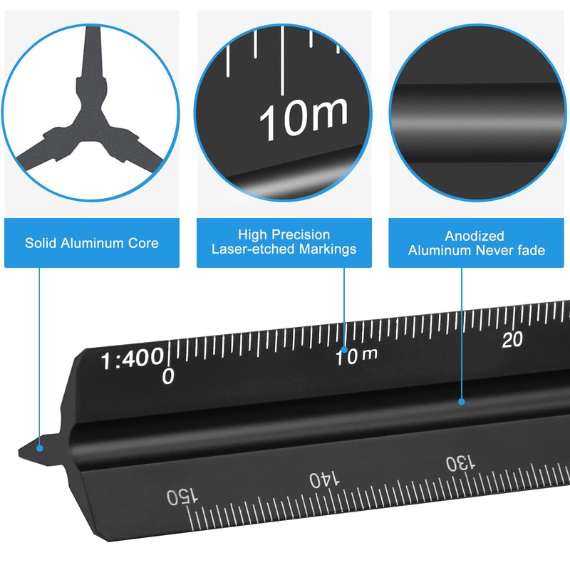JOLIGAEA 2 Pieces Scale Ruler, Metric Scales 1:20 1:25 1:50