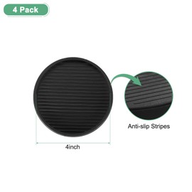 M METERXITY 4-Pack Furniture Coasters Cups, 4" Round Rubber Anti Slide Floor Protector Pads for Sofa Chair/Piano Stopper, Furniture Caster Leg Non Slip Feet Cups [Black]