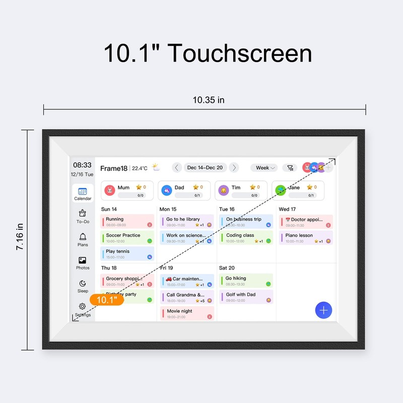 Fotocube 10.1" Digital Calendar Wall Planner Chore Charts and To